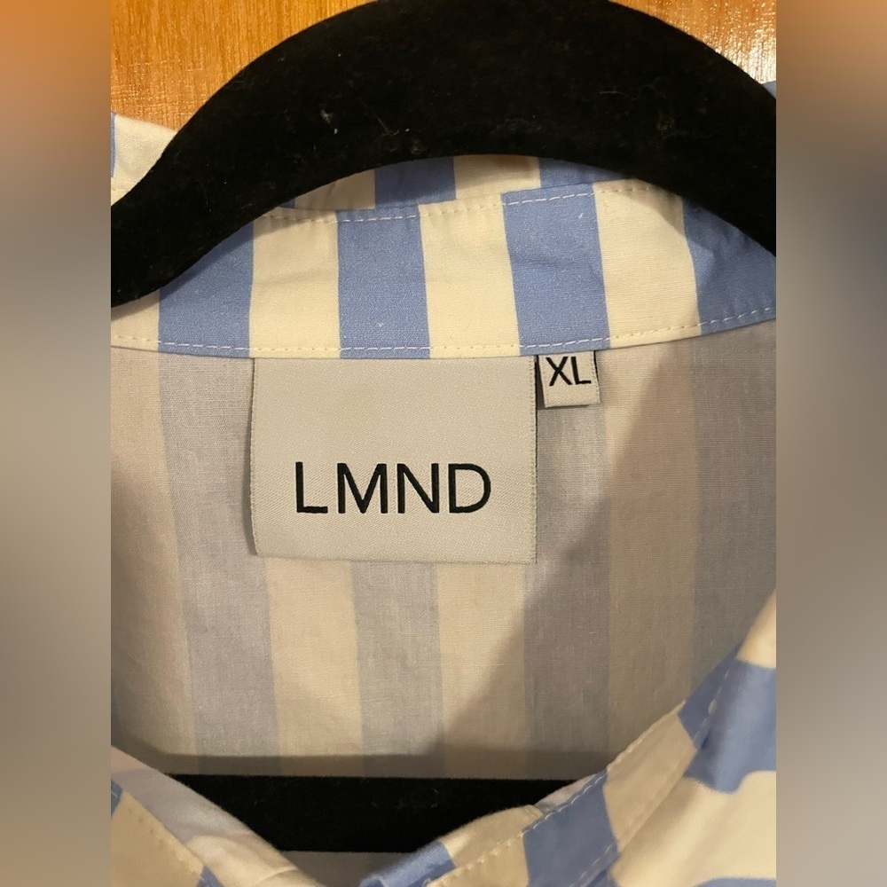 LMND Navy and Azure Chiara Combination Stripe Shirt - Picture 7 of 8